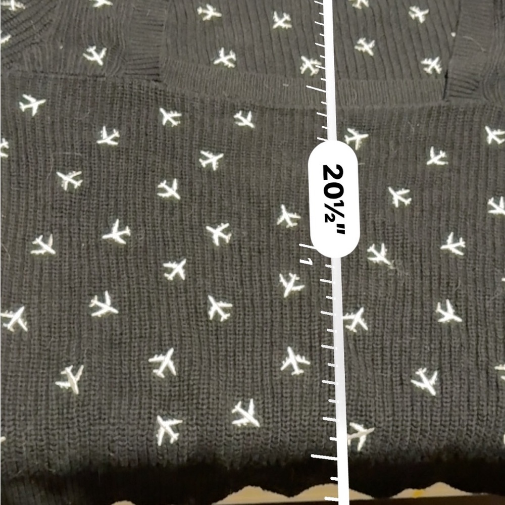 Maeve/Anthropologie Black Sweater with White airplane Accents - Picture 8 of 8